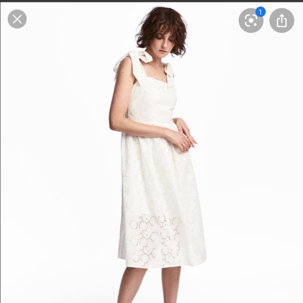 Pretty white eyelet sundress with tie straps